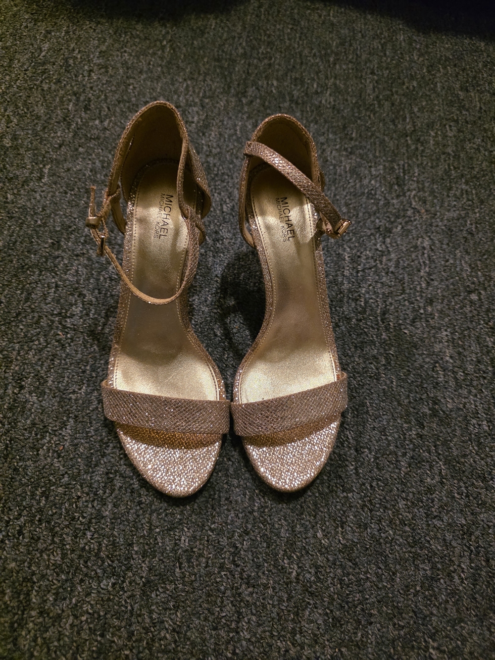 MICHAEL Michael Kors Glittery Gold Ankle-Strap Heels